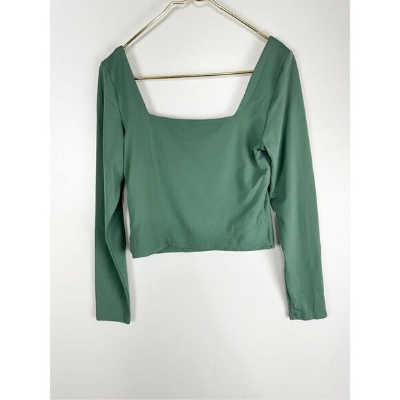 Babaton Contour Women's Green Square Neck Long Sleeve Crop Top Green Large - Picture 6 of 6